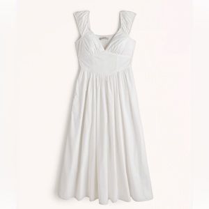 NWT Abercrombie & Fitch szM white Cap Sleeve corset MIDI dress
